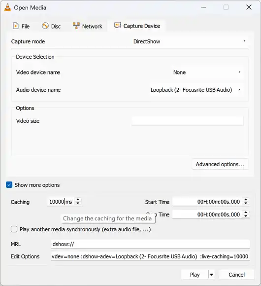 Setting up a delay loop in VLC